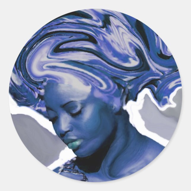 STICKER ROND YEMAYA OKUTE PAR LIZ LOZ (Devant)