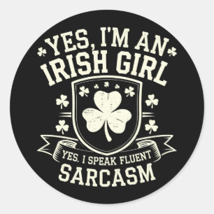 Sticker Rond Yes I'm An Irish Girl