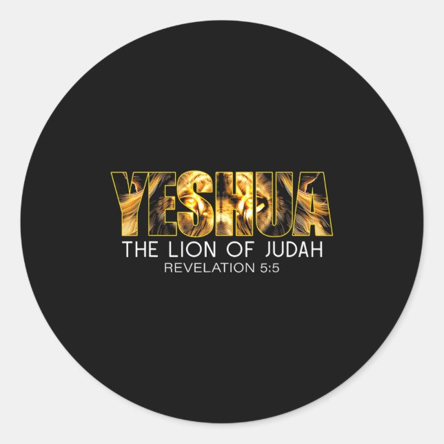 Sticker Rond Yeshua Lion Of Judah Jesus Religious Christian Rev (Devant)