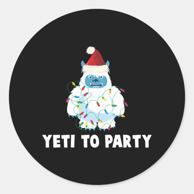 Sticker Rond Yeti à faire la fête Yeti pour (Devant)