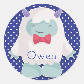 Sticker Rond Yeti célèbre les garçons l'Abominable Snowman Anni