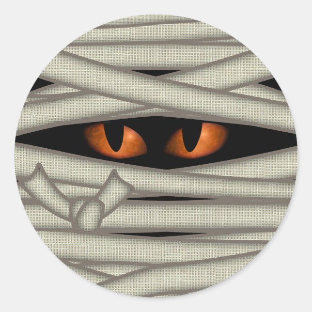 Sticker Rond Yeux de maman Halloween Orange ID685 (Devant)