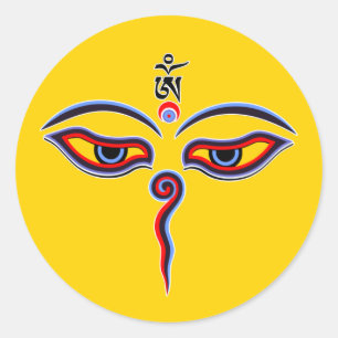Sticker Rond Yeux de sagesse de Bouddha - Les yeux du temple Bo