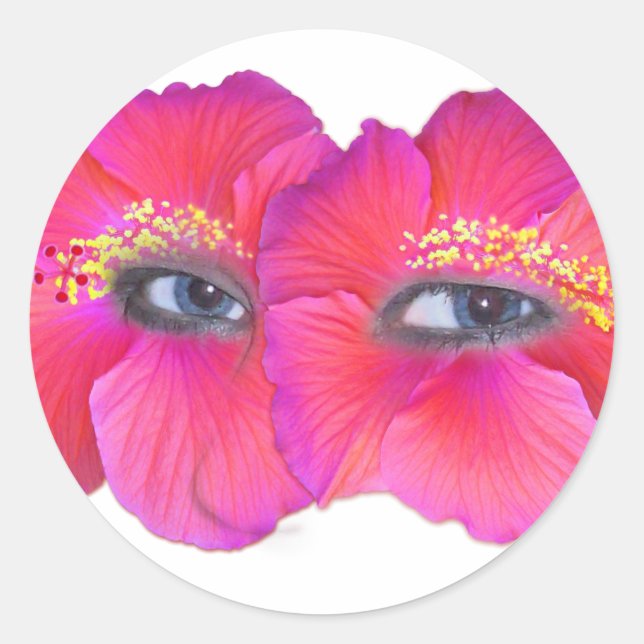 Sticker Rond Yeux d'Hibiscus - rose (Devant)