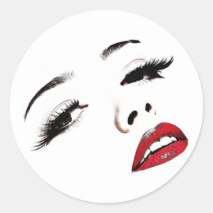 Sticker Rond Yeux foncés Lèvres rouges Les femmes face maquilla