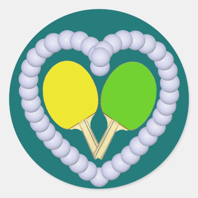 Sticker Rond YG Ping Pong Paddle Heart (Devant)