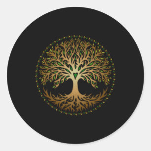 Sticker Rond Yggdrasil, Celtique, Arbre, Vie, Nordique, Mytholo