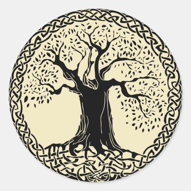 Sticker Rond Yggdrasil Wikinger Baum Midgard Odhin (Devant)
