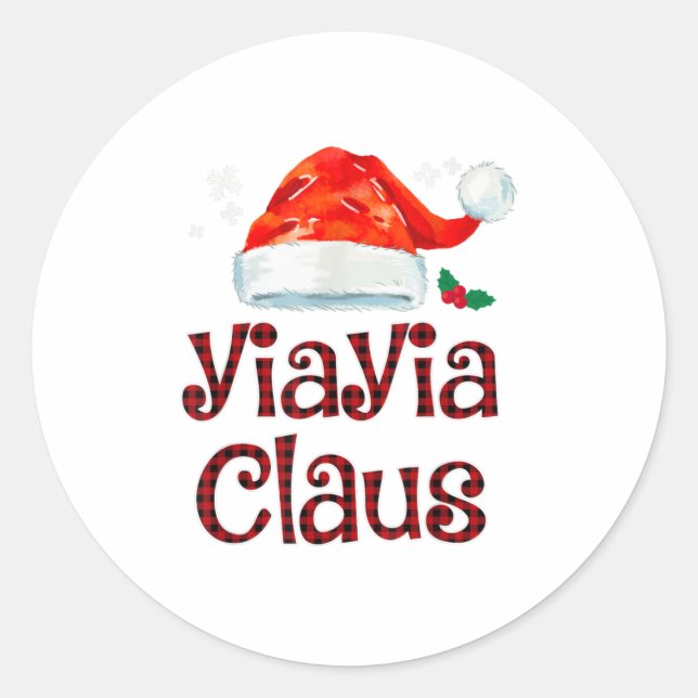 Sticker Rond Yiayia Claus Tee Christmas Pyjama Fam (Devant)