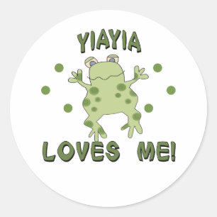 Sticker Rond YiaYia m'aime grenouille