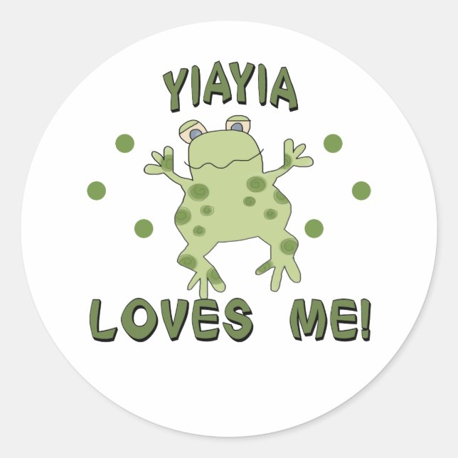 Sticker Rond YiaYia m'aime grenouille (Devant)