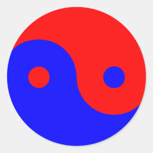 Sticker Rond Yin bleu rouge Yang