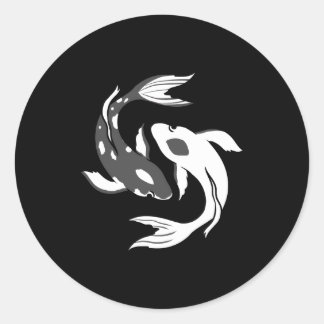 Sticker Rond Yin Et Yang Koi Fish