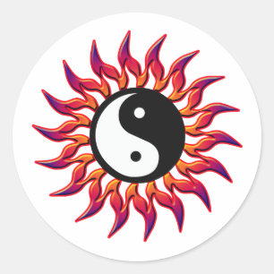 Sticker Rond Yin flambant Yang Sun
