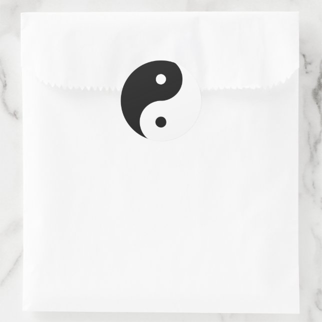 Sticker Rond Yin noir et blanc et Yang (Sac)