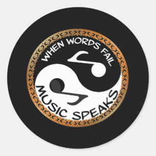 Sticker Rond Yin Yang avec des mots de musique