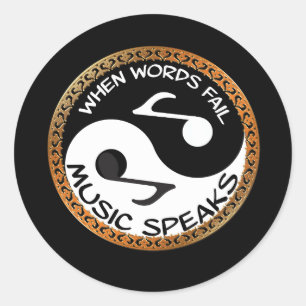 Sticker Rond Yin Yang avec des mots de musique