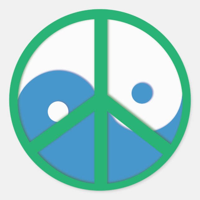 Sticker Rond Yin-Yang avec signe de paix (Devant)