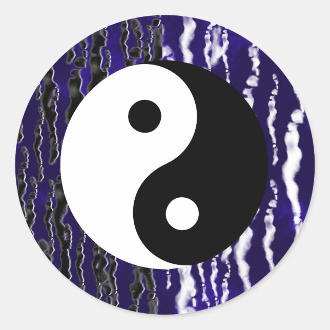 Sticker Rond Yin Yang Blue Tranquillité Zen Energy Chi Party (Devant)