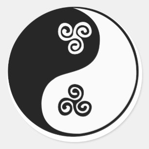 Sticker Rond Yin Yang Celtic Tri Spiral