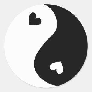 Sticker Rond Yin Yang Coeurs Design