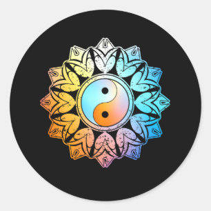 Sticker Rond Yin Yang couleur mandala chinois Tao Qigong Tai C