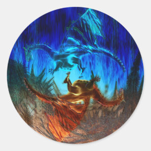 Sticker Rond Yin Yang Dragons