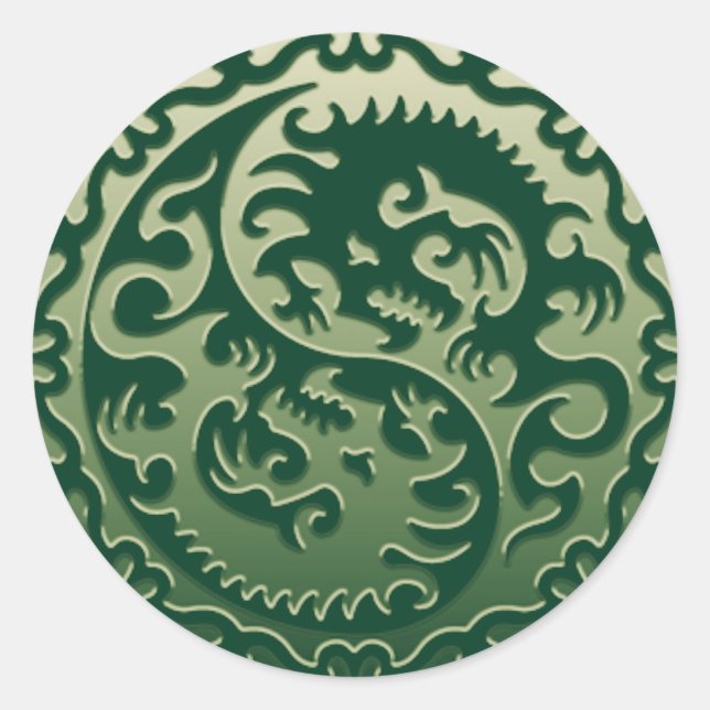 Sticker Rond Yin Yang Dragons magiques 2 (Devant)