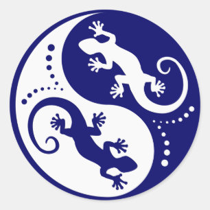 Sticker Rond YIN & YANG Geckos white + votre idée