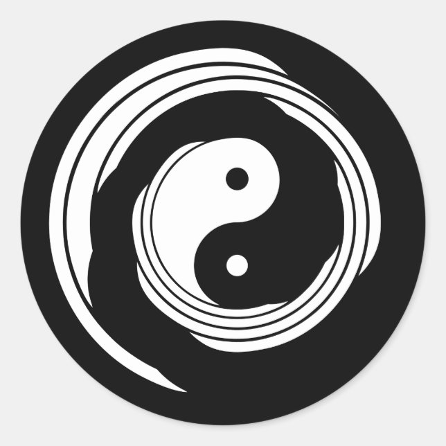 Sticker Rond Yin Yang Harmonie en mouvement Black White Spiral (Devant)