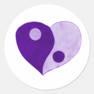 Sticker Rond Yin Yang Heart (Violet/Lilac)