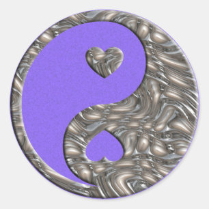 Sticker Rond Yin & Yang / Hearts SILVER éclaboussure de lil