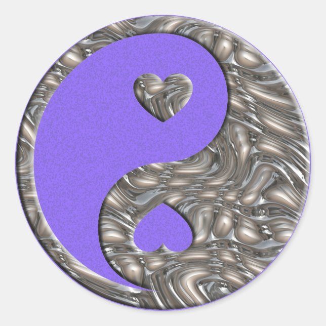 Sticker Rond Yin & Yang / Hearts SILVER | éclaboussure de lil (Devant)