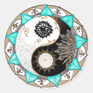 Sticker Rond Yin Yang Mandala