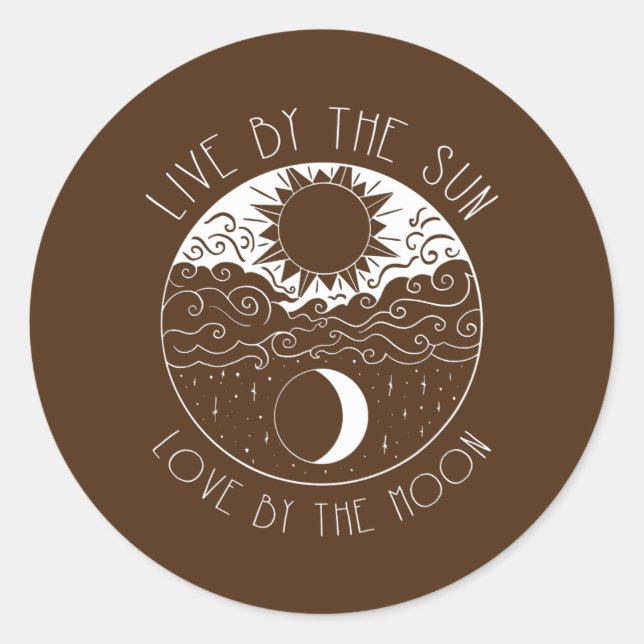Sticker Rond Yin Yang Mandala Soleil Et Lune (Devant)
