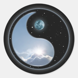 Sticker Rond Yin Yang Moon Sun