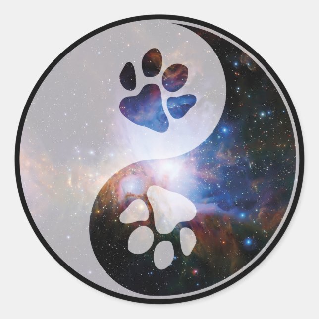 Sticker Rond Yin Yang Paw Cosmique (Devant)