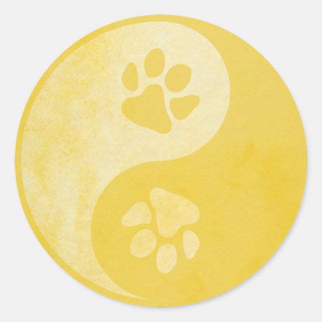 Sticker Rond Yin Yang Paw Gold (Devant)