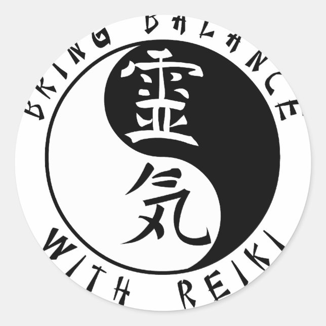 Sticker Rond Yin Yang Reiki Kanji (Devant)