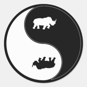 Sticker Rond Yin Yang Rhinoceros
