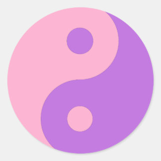 Sticker Rond Yin Yang rose et violet