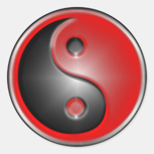 Sticker Rond yin-yang-rouge