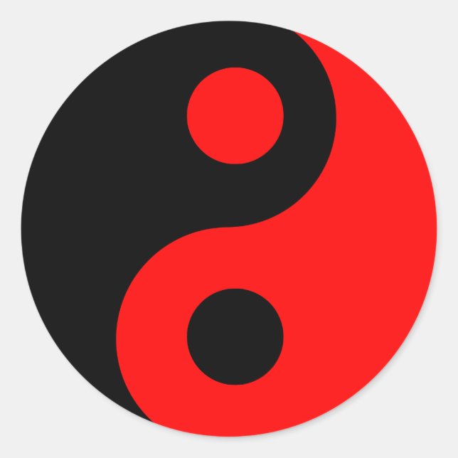 Sticker Rond Yin Yang rouge et noir (Devant)