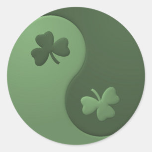 Sticker Rond Yin Yang Shamrocks