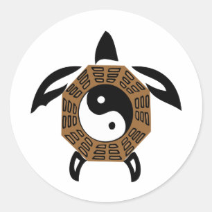 Sticker Rond yin-yang-tortue