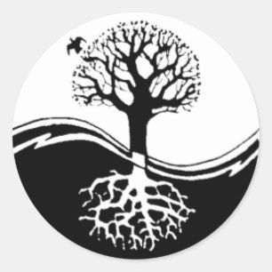 Sticker rond Yin Yang Tree