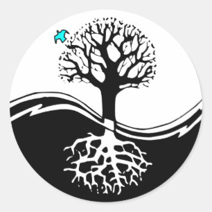 Sticker Rond Yin Yang Tree