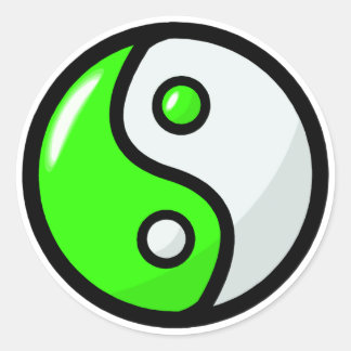 Sticker Rond Yin Yang vert brillant en équilibre