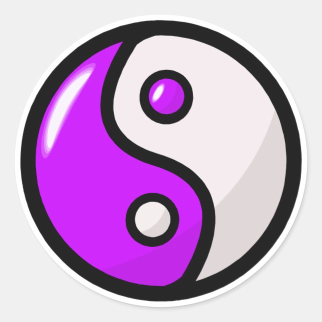 Sticker Rond Yin Yang violet brillant en équilibre (Devant)