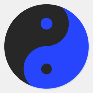 Sticker Rond Yin Yang Ying signe taoïsme chinois Taijitu bleu